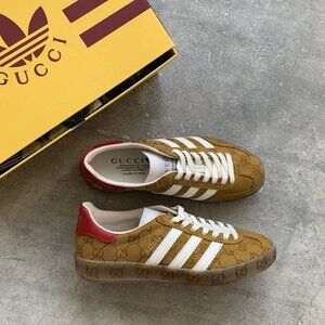 Adidas X Gucci Gazelle "GG Monogram" Red / Beige Sneakers Women's